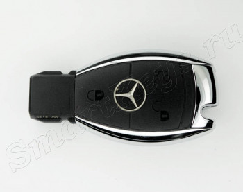 Ключ Mercedes 3 кнопки "рыбка" хромированный 433Mhz для европейских моделей