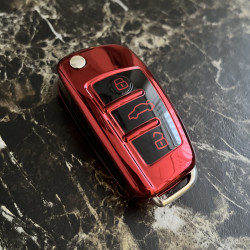Чехол для ключа  Audi из ТПУ красный глянец