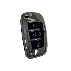 Чехол для ключа  Audi из ТПУ серебро глянец 
